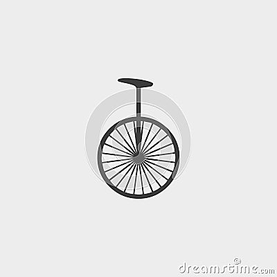 Unicycle icon in a flat design in black color. Vector illustration eps10 Cartoon Illustration