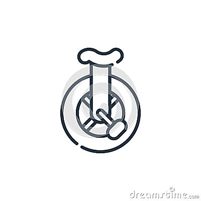 unicycle icon vector from fair concept. Thin line illustration of unicycle editable stroke. unicycle linear sign for use on web Vector Illustration