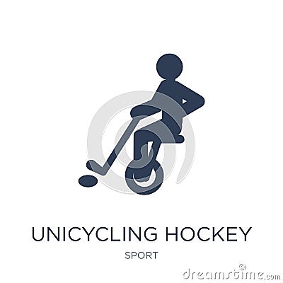 unicycling hockey icon. Trendy flat vector unicycling hockey icon on white background from sport collection Vector Illustration