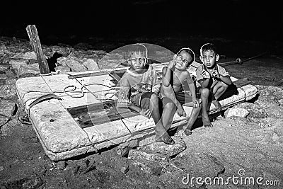 An unidentified children meander Editorial Stock Photo