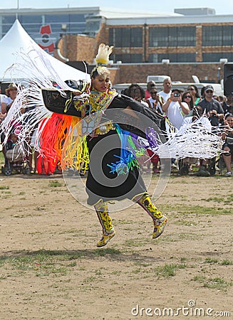 Unidentified female Native American dancer at the NYC Pow Wow in Brooklyn Editorial Stock Photo