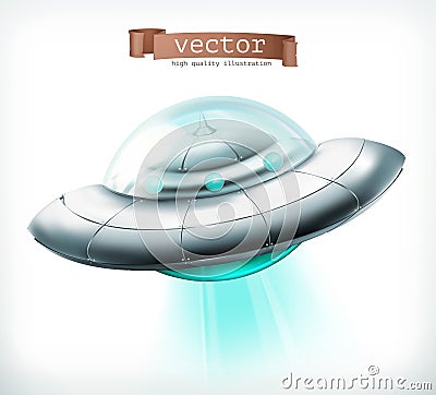 Unidentified flying object. UFO spacecraft vector icon Vector Illustration