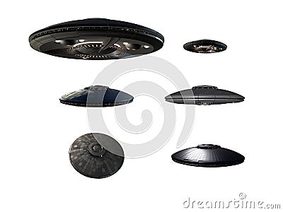 Unidentified Flying Objects Cartoon Illustration