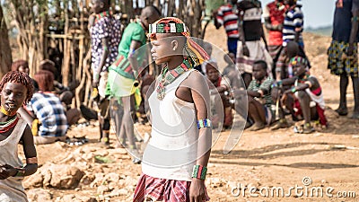 Unidentified girl from the tribe of Hamar in the Omo Valley of Ethiopia Editorial Stock Photo