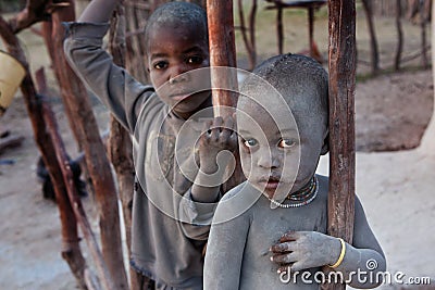 Unidentified Himbas children Editorial Stock Photo