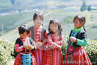 Unidentified HMong ethnic minority kids Editorial Stock Photo