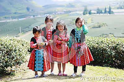 Unidentified HMong ethnic minority kids Editorial Stock Photo