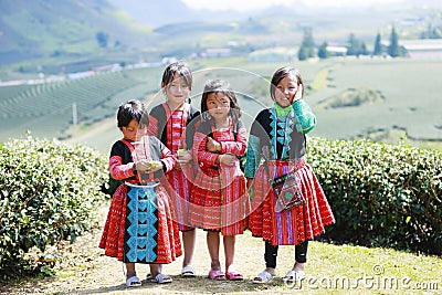 Unidentified HMong ethnic minority kids Editorial Stock Photo