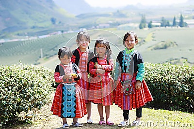 Unidentified HMong ethnic minority kids Editorial Stock Photo