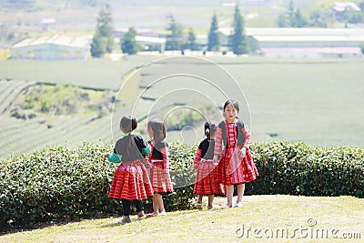 Unidentified HMong ethnic minority kids Editorial Stock Photo