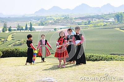 Unidentified HMong ethnic minority kids Editorial Stock Photo