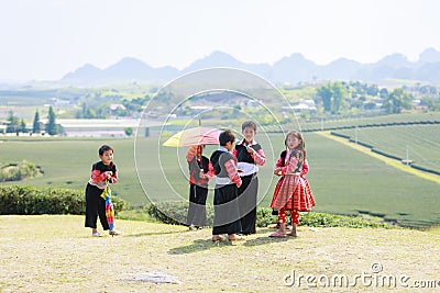 Unidentified HMong ethnic minority kids Editorial Stock Photo