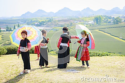 Unidentified HMong ethnic minority kids Editorial Stock Photo