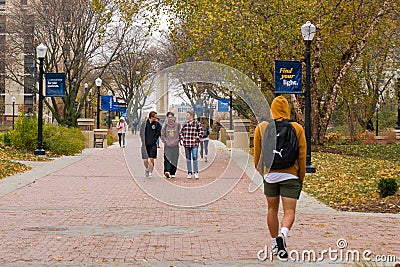 Unidentified Individuals on the Campus of Creighton University Editorial Stock Photo