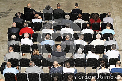 Unidentified participant people listening on a scientific confer Editorial Stock Photo