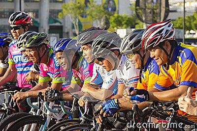 Unidentified people group ride of bicycle in relaxing Editorial Stock Photo