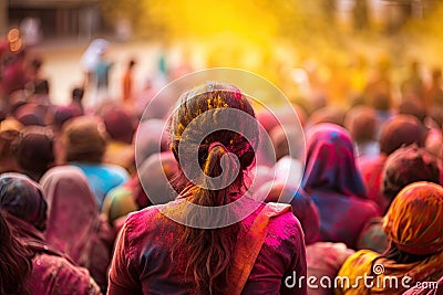 Unidentified people at Holi festival in Kolkata, West Bengal. Holi is one of the biggest festivals in India, Indian people rear Stock Photo