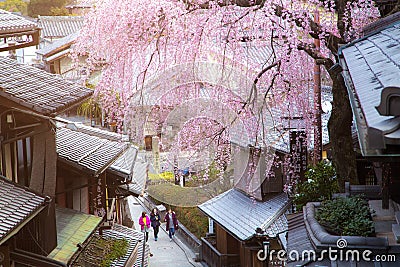 Unidentified people at Japan alleyway in the Higashiyama district Editorial Stock Photo