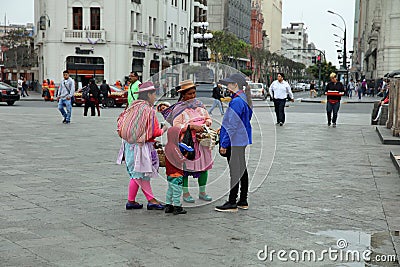 Unidentified People in the Streets of Lima. Peru Editorial Stock Photo