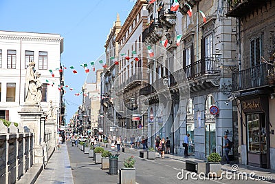 Unidentified People in the streets of Palermo. Sicily. Italy Editorial Stock Photo