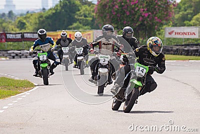 Unidentified racers Kawasaki KSR Editorial Stock Photo