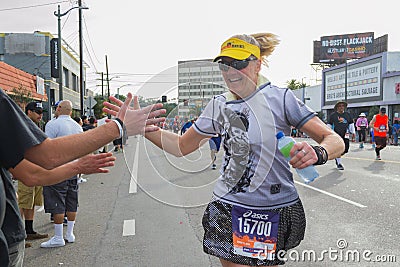 Unidentified runner participating in the 30th LA Marathon Edition Editorial Stock Photo