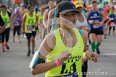 Unidentified runner participating in the 30th LA Marathon Edition Editorial Stock Photo