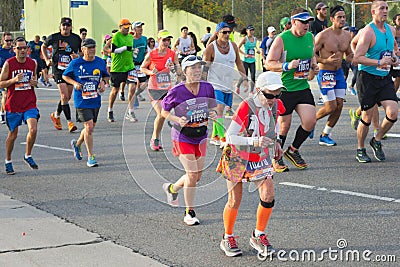 Unidentified Senior woman runner participating in the 30th LA Ma Editorial Stock Photo