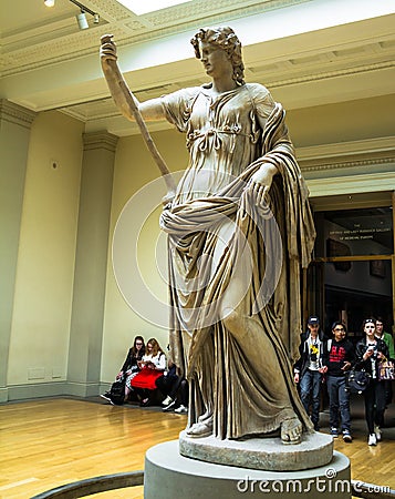 Unidentified visitors in one of the hall at British museum Editorial Stock Photo