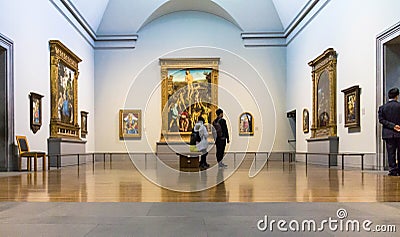 Unidentified visitors in one of the halls of the London National Gallery Editorial Stock Photo