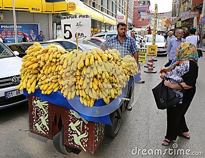 Unidentified Woman buying Turkey grow Bananas Anamur Muzu Editorial Stock Photo
