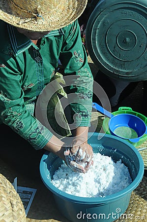 Making Coconut Cream Stock Photo