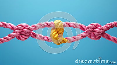 Unified diverse team strength concept with colorful integrated network rope on background Stock Photo