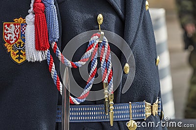 Uniform fragment of the castle guard in Prague, Czech republic Editorial Stock Photo