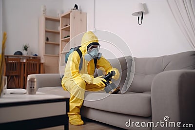 uniform kill control cockroach insect exterminator pest pesticide termite sofa. Generative AI. Stock Photo