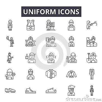 Uniform line icons for web and mobile design. Editable stroke signs. Uniform outline concept illustrations Vector Illustration