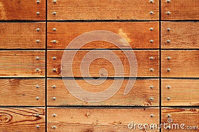 Riveted wood plank background texture Stock Photo