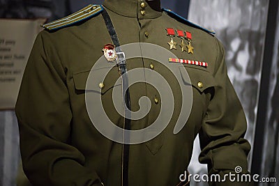 uniform of a Soviet soldier of the red army Stock Photo