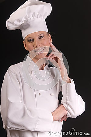 Uniformed Female Chef Stock Photo