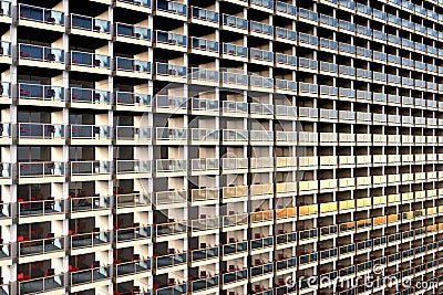 Uniformed looking apartments in a huge and overcrowded apartment building Stock Photo