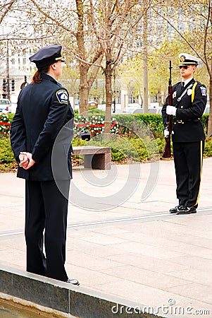 Uniformed officers honoring fellow officers who were killed on the job Editorial Stock Photo