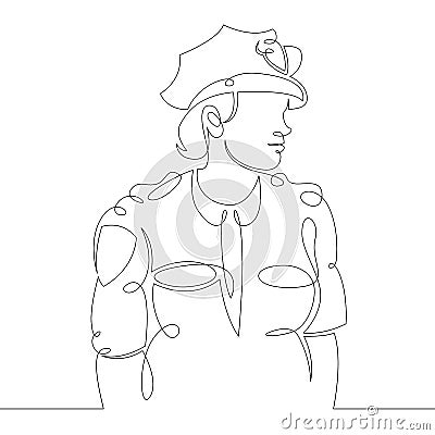 Uniformed police officer. Girl in policeman cap Vector Illustration
