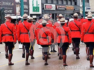 RCMP Officers Marching In KDays Parade In Edmonton Alberta Editorial Stock Photo