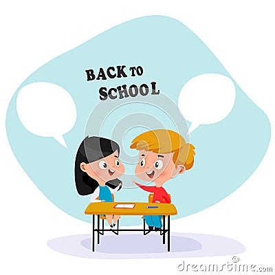 Uniformed school boy and school girl Vector EPS 10 illustration Vector Illustration