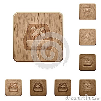 Uninstall wooden buttons Stock Photo