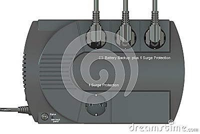 Uninterruptible power supply, UPS with electric plugs. 3D render Stock Photo