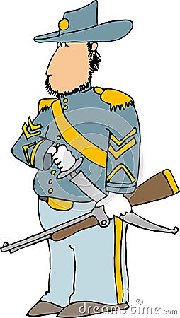 Union cavalry officer Cartoon Illustration