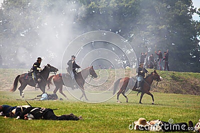 Union Civil War soldiers on horses Editorial Stock Photo