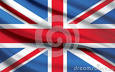 Union Jack Flag waving photorealistic Vector Illustration