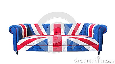 Union jack sofa isolate on white background with clipping path Stock Photo